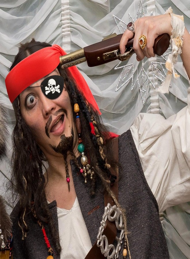 CUBACO Pirate Accessories for Women Men, 6PCS Red Pirate Head Bandana and Eye Patches for Halloween Cosplay Party Favors Supplies Renaissance Dress Accessories Bulk Adult - Image 2